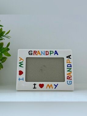 Vintage 1988 l Love My Grandpa Ceramic Picture Frame Memories colorful